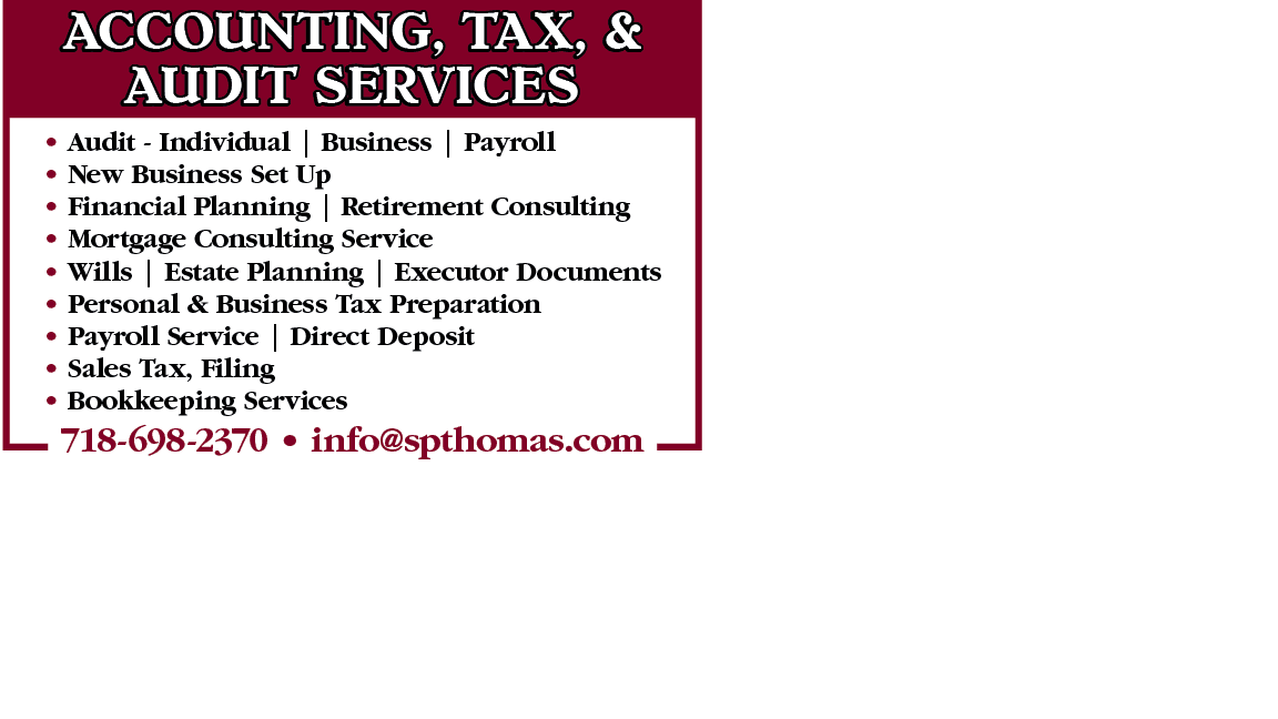 Accounting, Tax, & Audit Services Shibu P. Thomas, MBA, MS