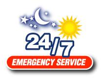 24/7 emergency service with no over time or after hours charges