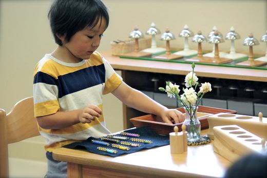 Montessori preschooler learning numbers to 20