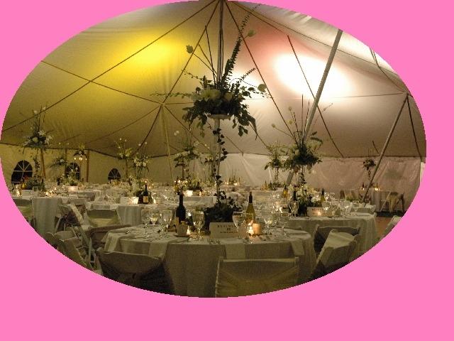 Inside of 60' wide tent with theatrical lighting