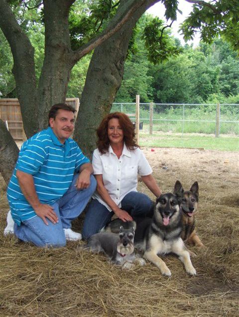 Owners Sharon & Tim with their dogs