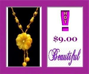 N305--22"-27" Genuine Yellow Jade Lotus Blossom Necklace