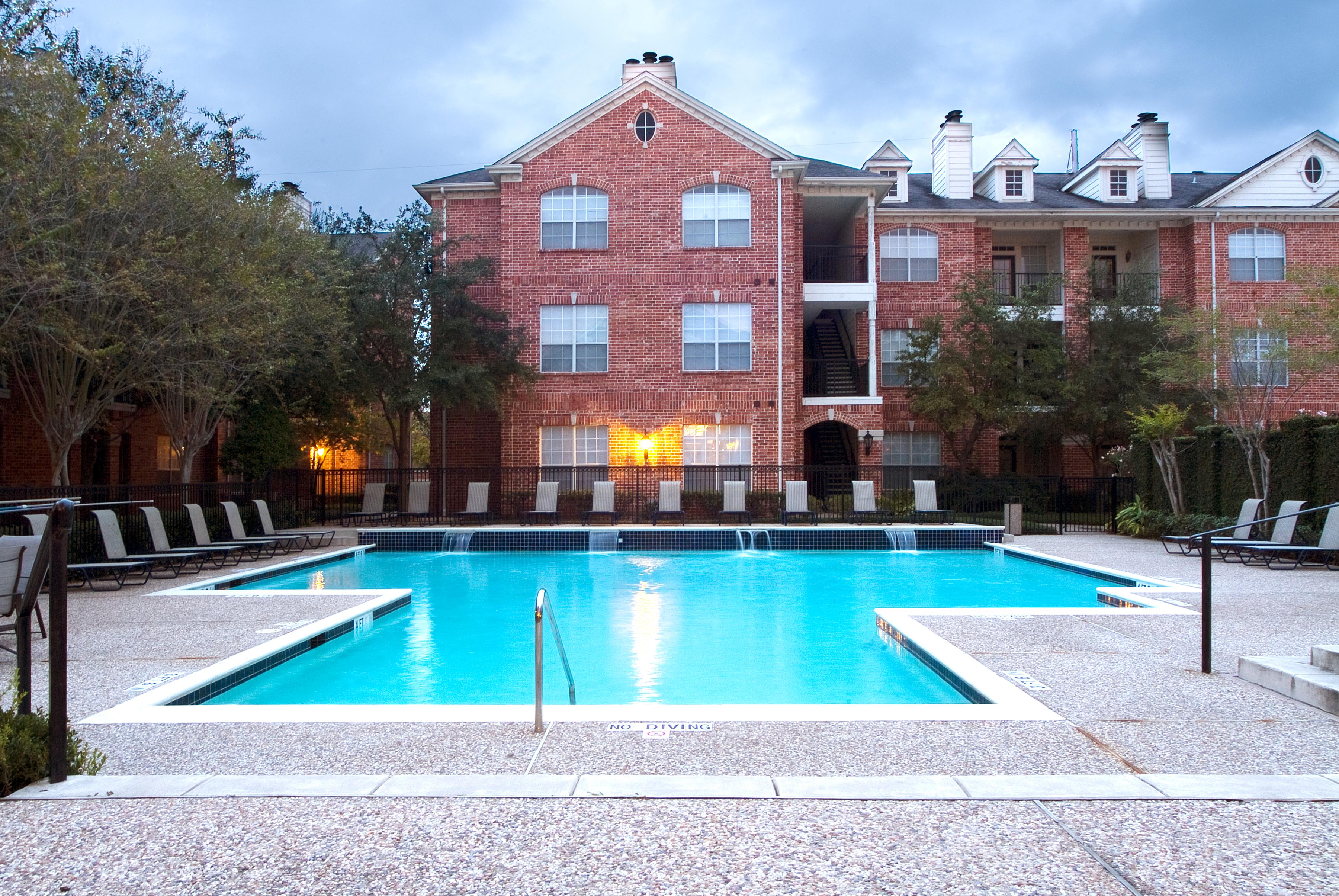 Pool area outside fitness center