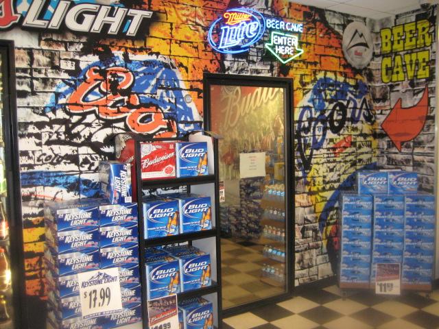 Walk in beer cooler.