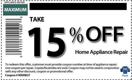 Take 15% Off for Home Appliance Repair