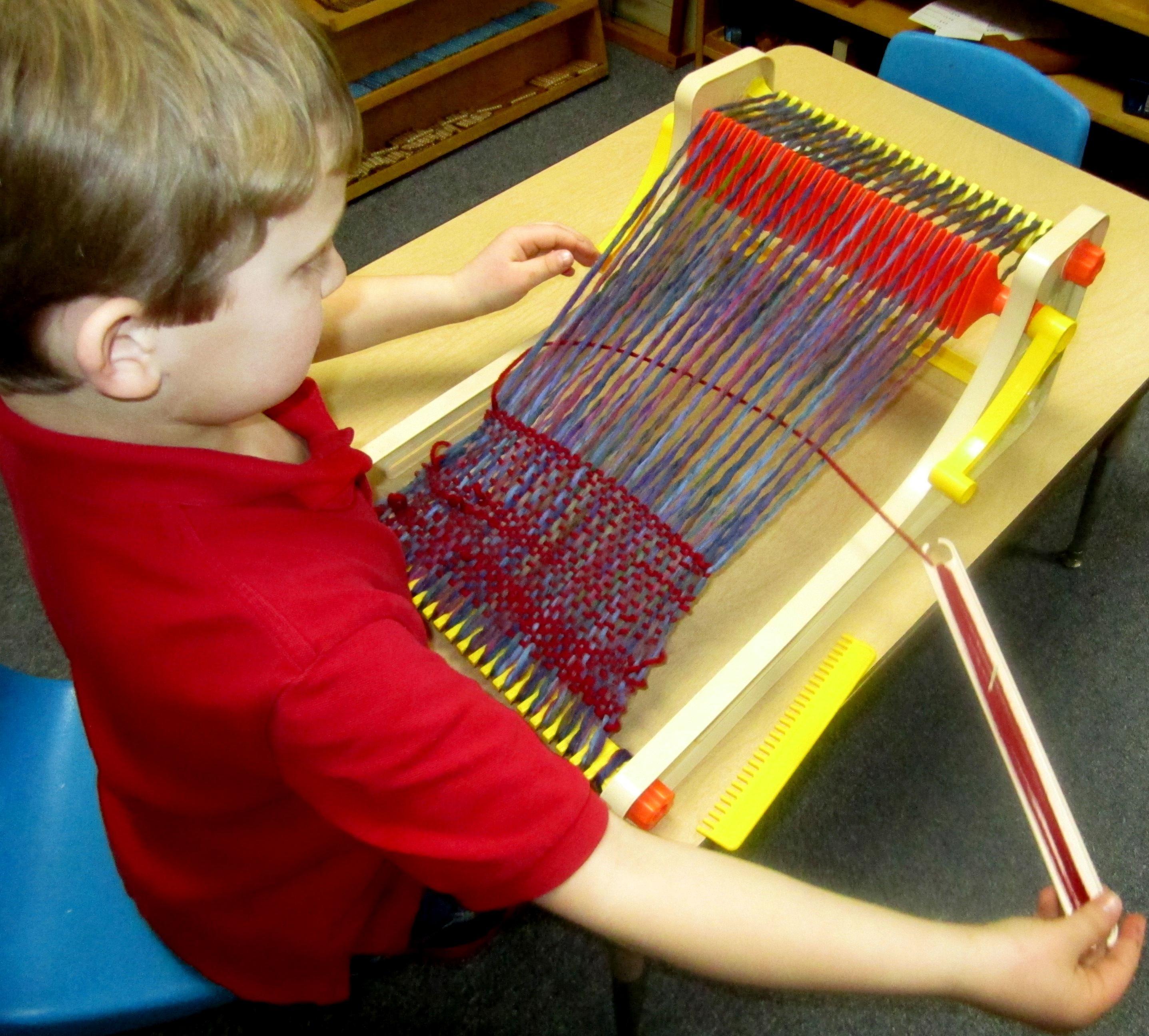 Weaving in kindergarten enrichment