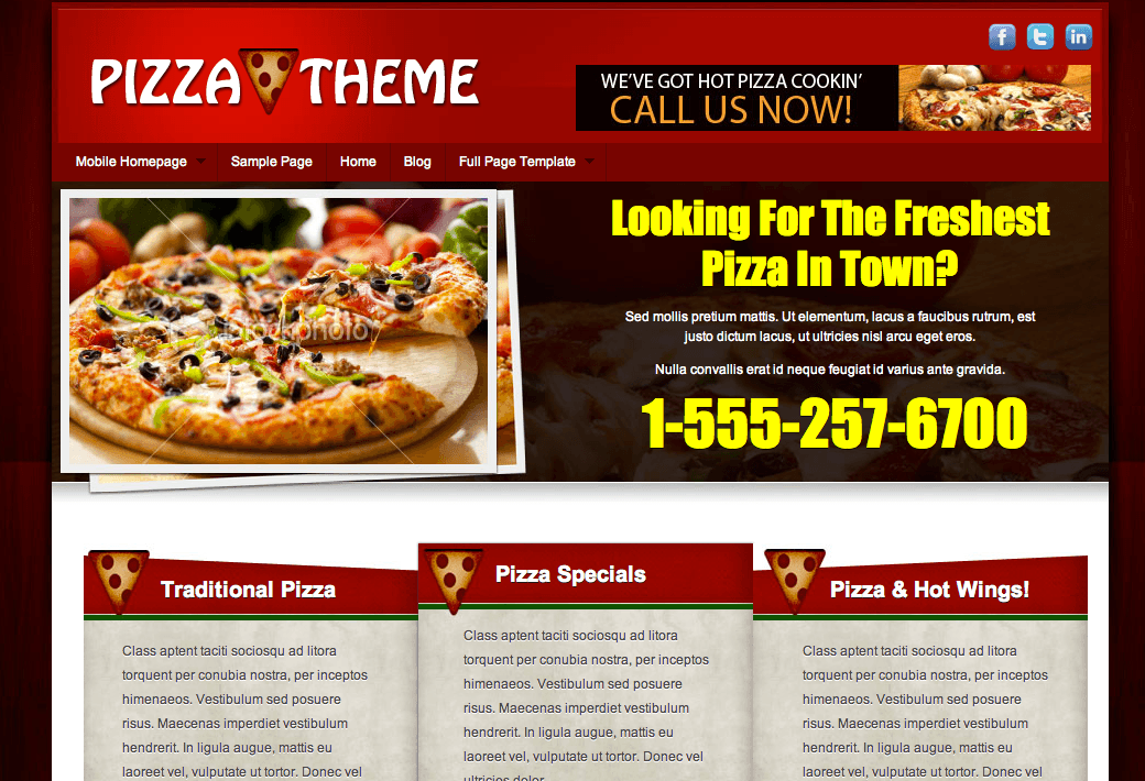 Pizza Shop Local Business Website Example