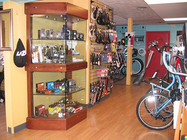 BG's Bicycles Display Case & Some of BG's Bicycles' Parts & Accessories