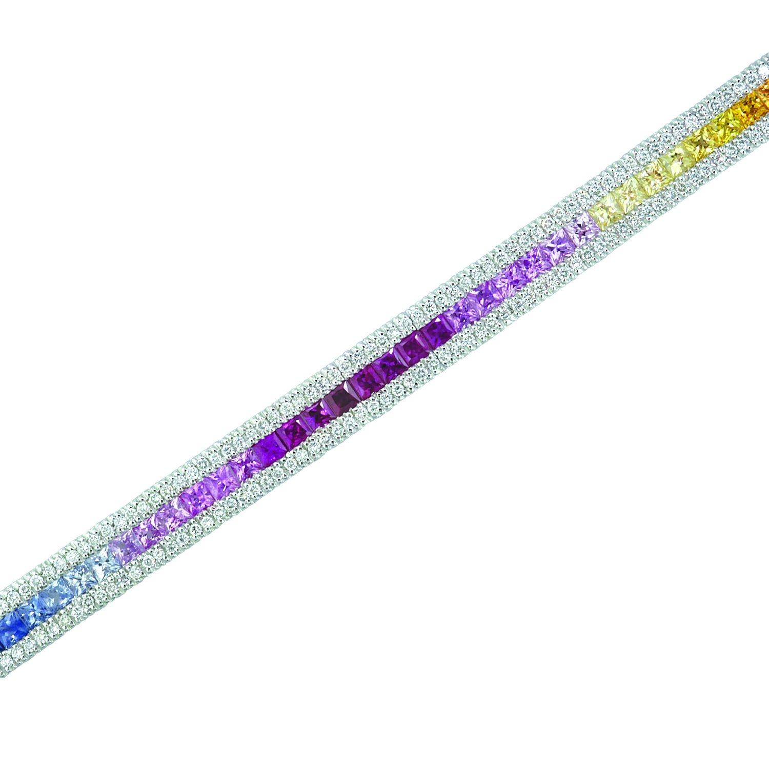 Rainbow Sapphire & Diamond Bracelet