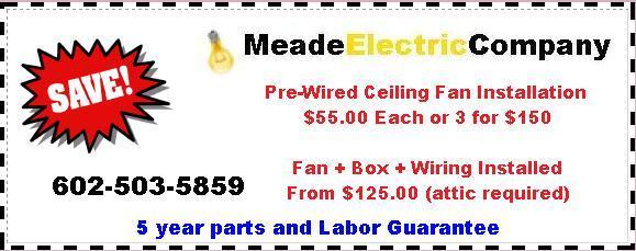 Phoenix AZ Electricians Ceiling Fan Coupon