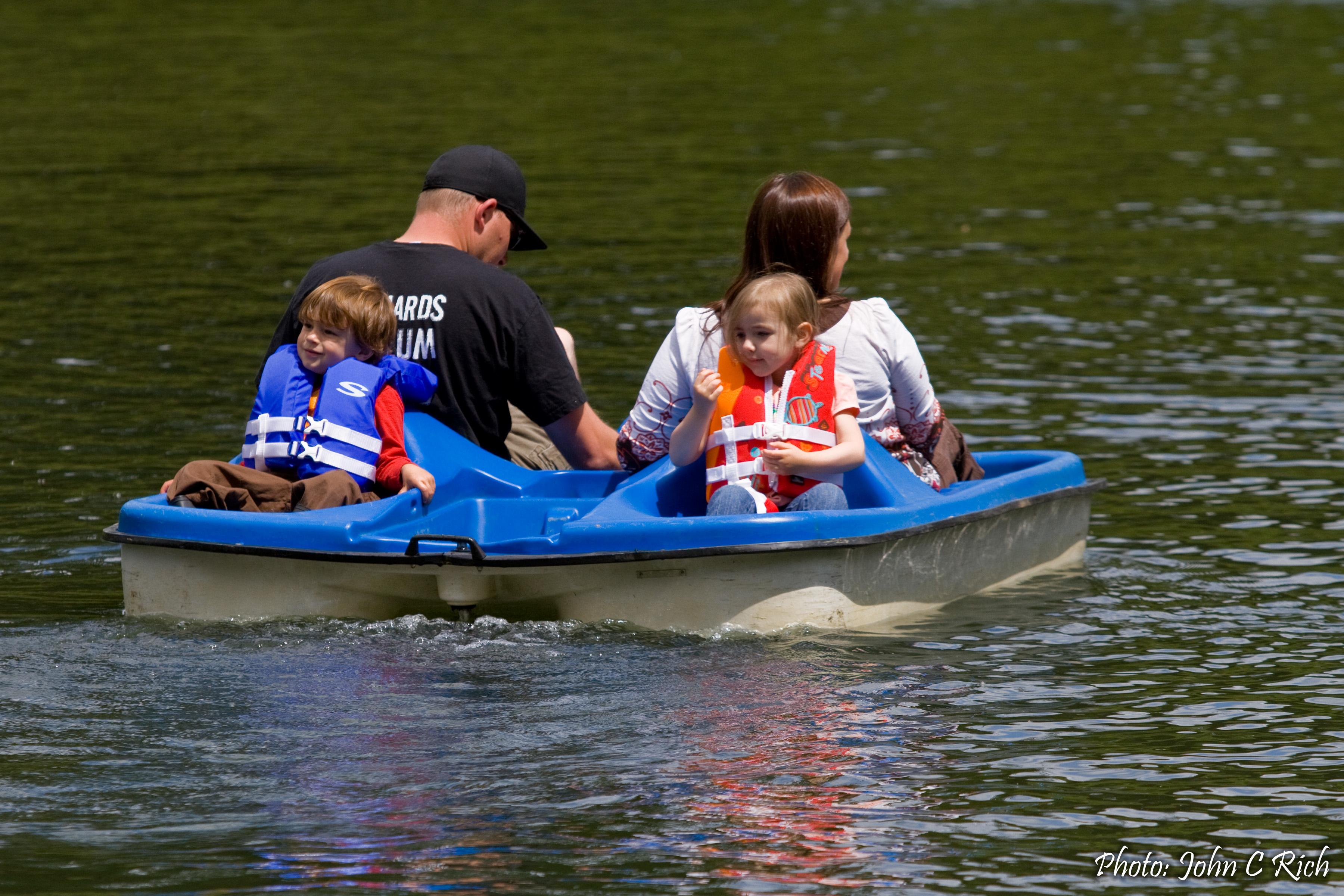 Pedal boaters on the lake