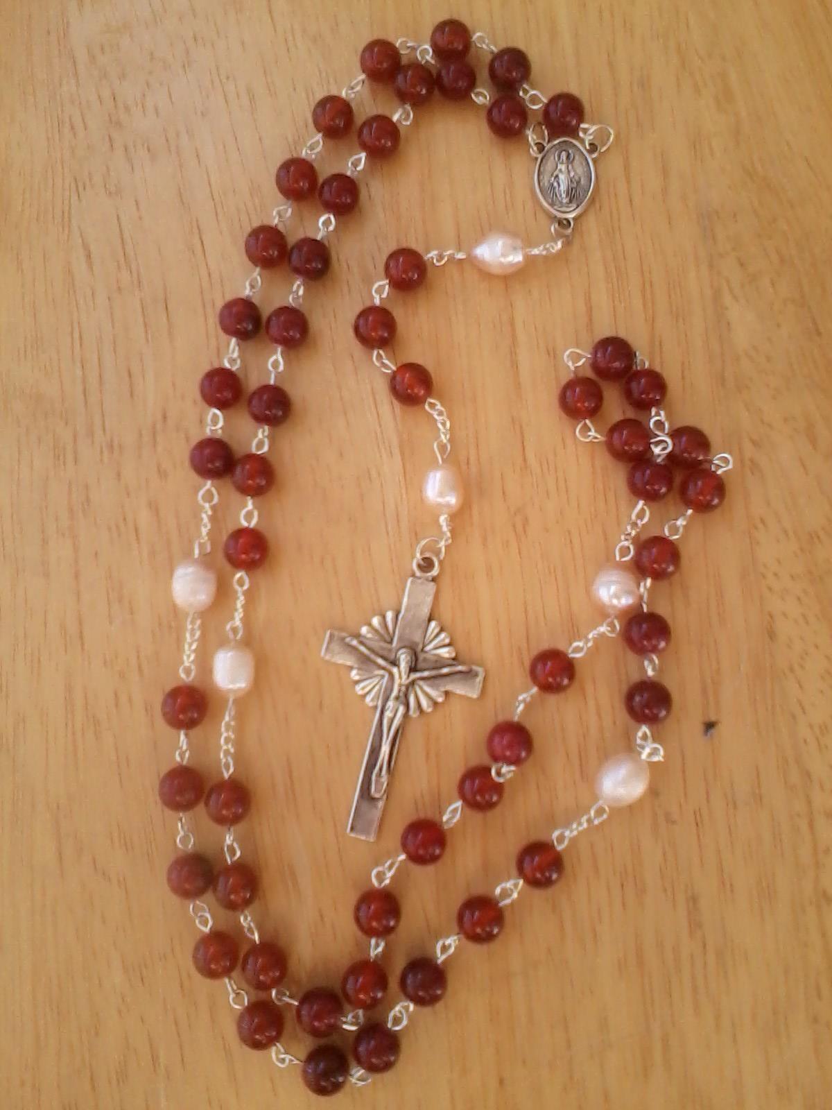 Dark Red Ruby with Freshwater Pearls