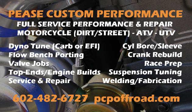 Dyno Tune (Carb or EFI), Flow Bench Porting, Valve Jobs, Cylinder Bore/Sleeve, Crank Rebuild, Race Preps, Welding/Fabrication