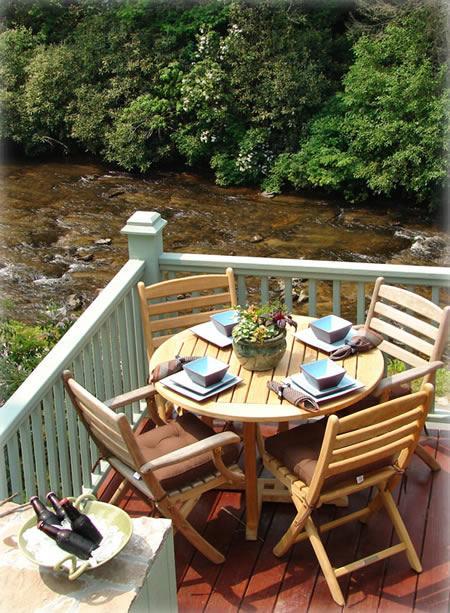 Deck overlooks the East Fork River