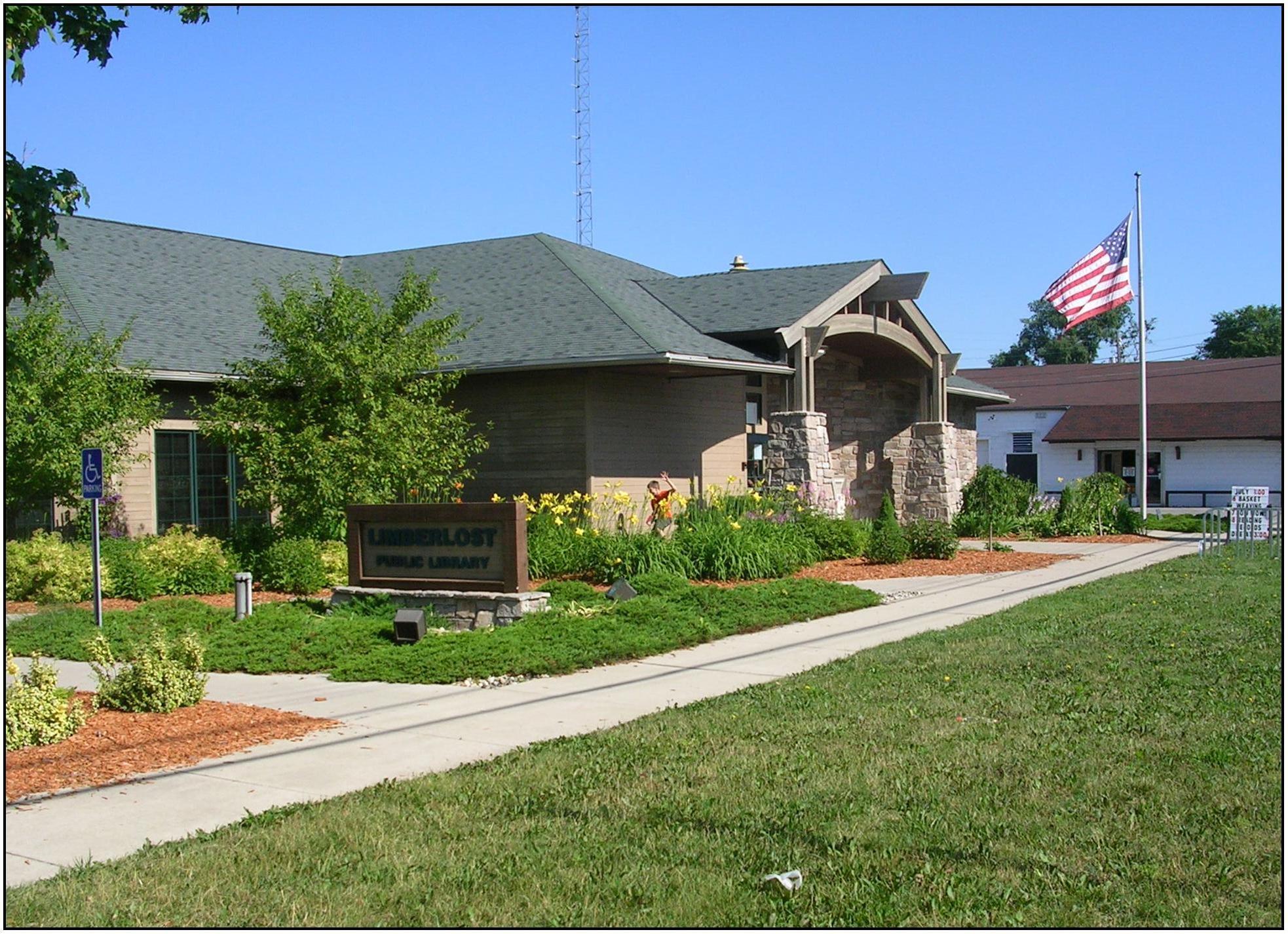 The entrance of the Limberlost Public Library