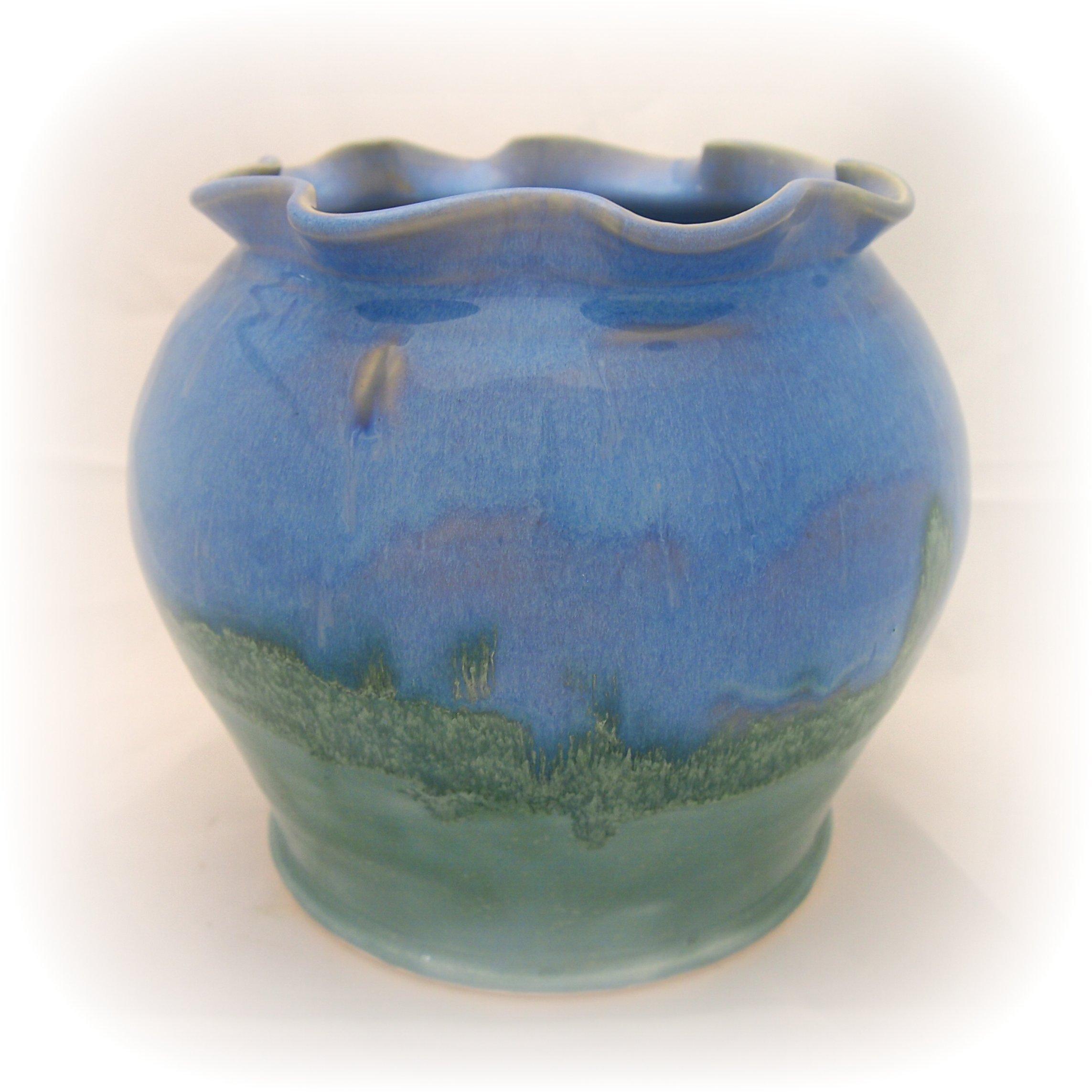 Stoneware pottery flower pot by Jason Outlaw and Rosalie De Fini Outlaw of Outlaw Pottery