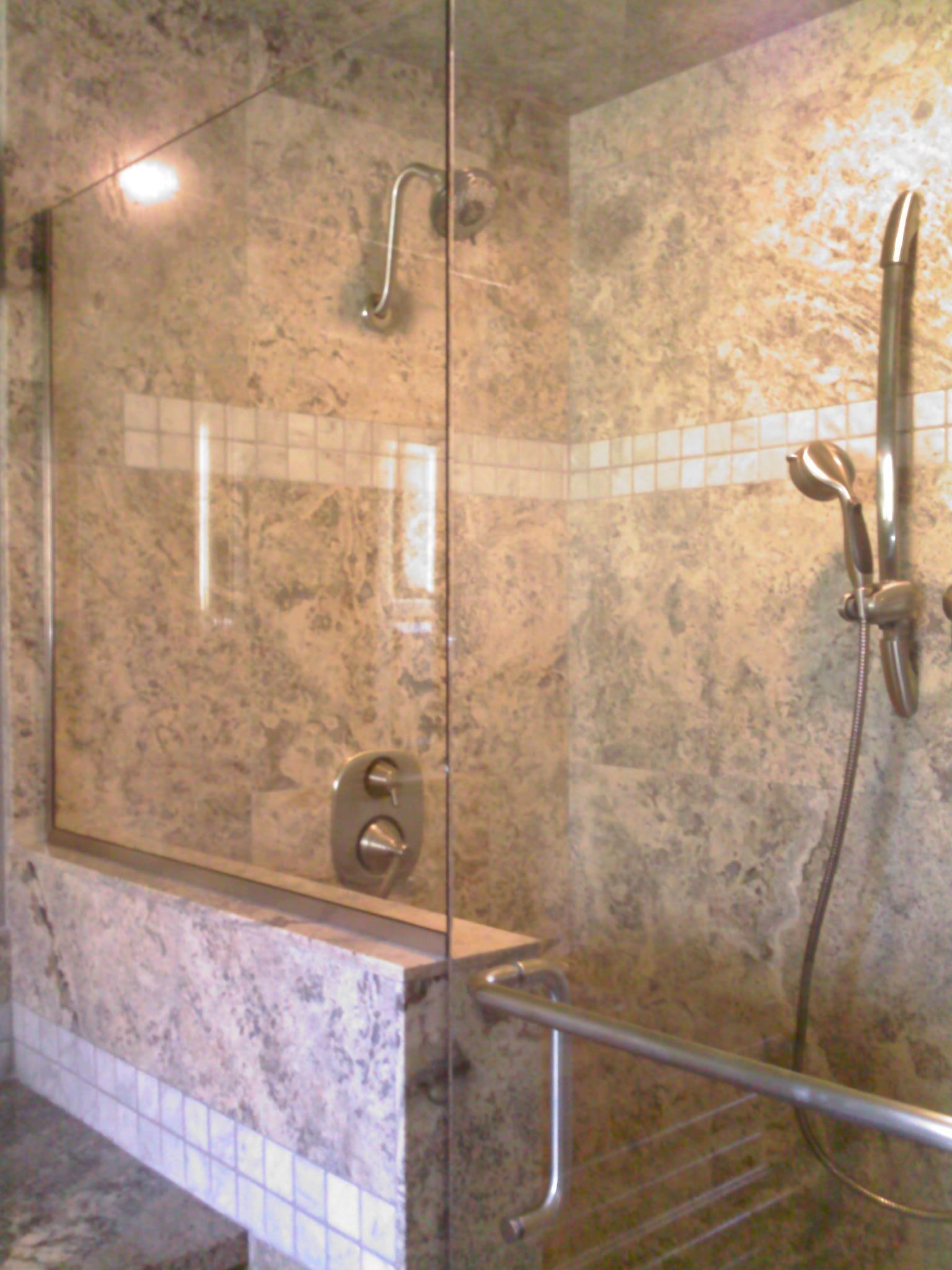 Travertine shower