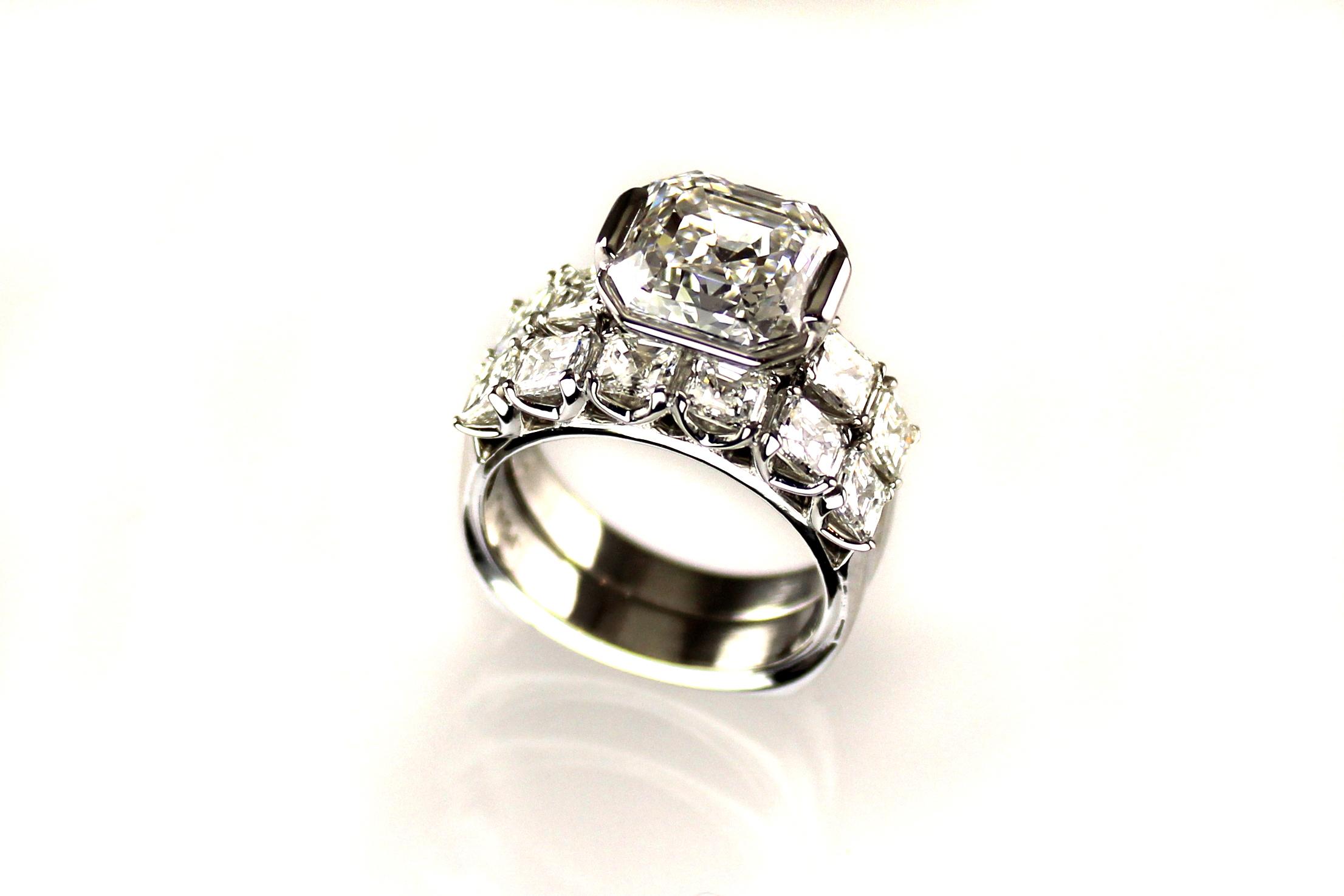 asscher cut diamond wedding set