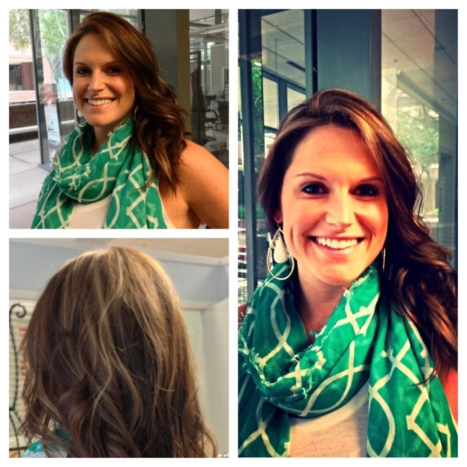 So I added a few highlights for spring with a cut that can be worn with curls, straight, or left naturally curly.