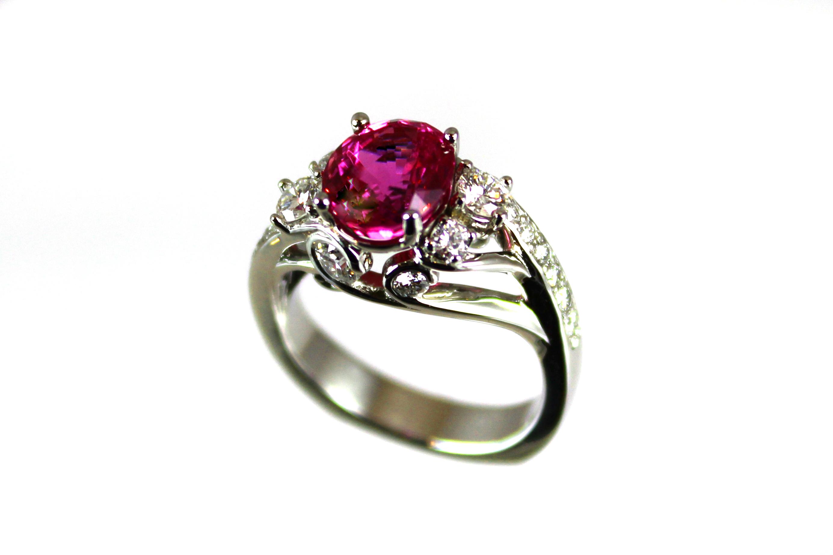 pink sapphire and diamond ring