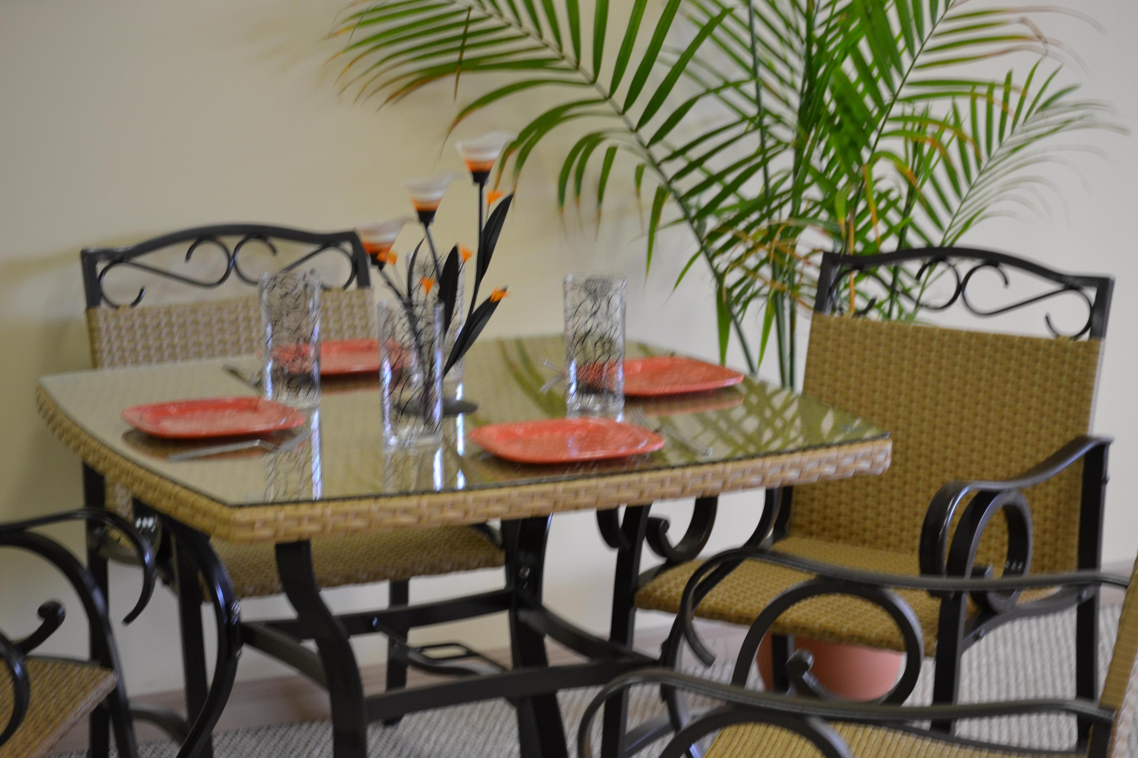 aluminum and wicker dining set