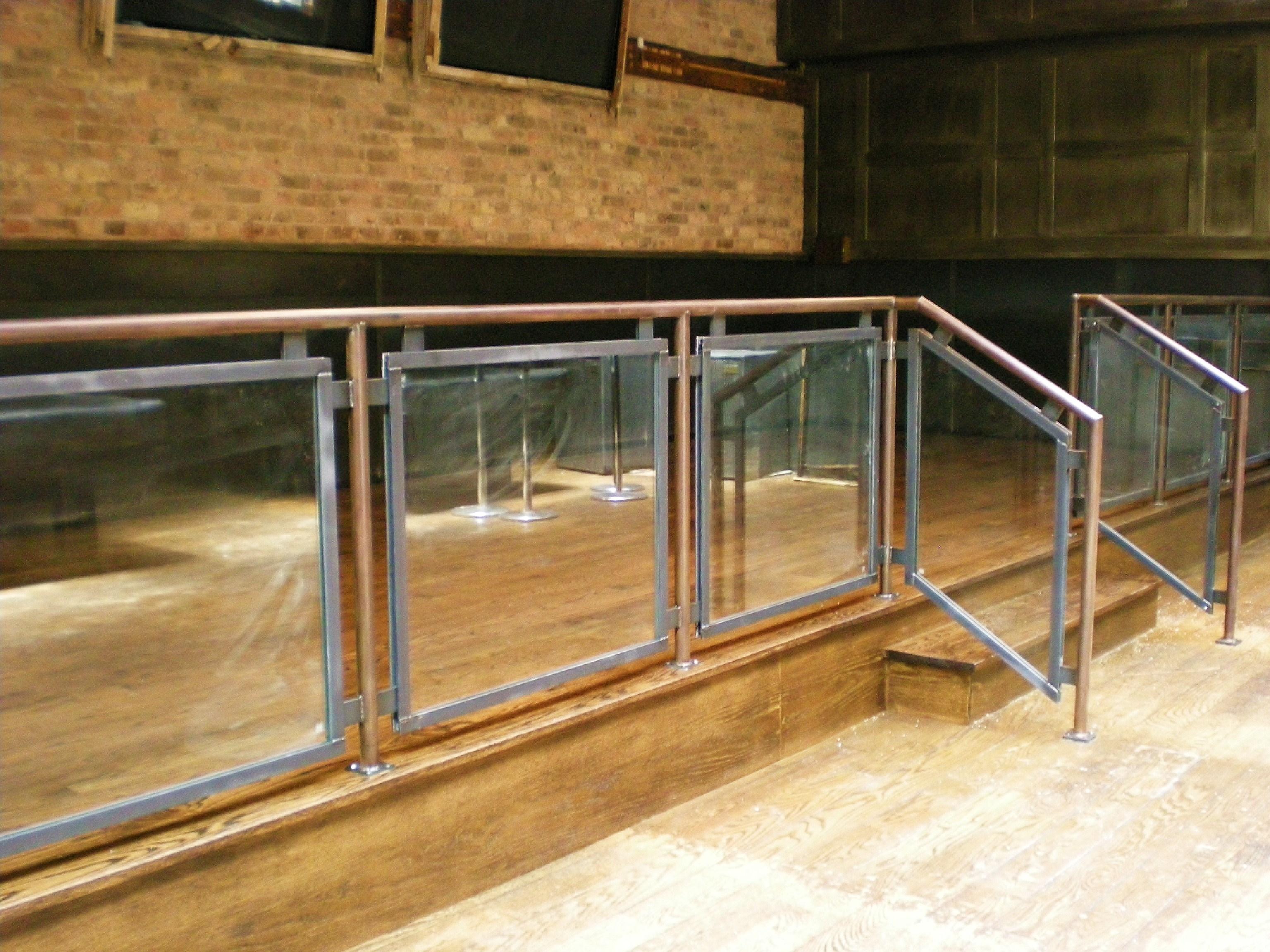 railing glass and steel with patina finish