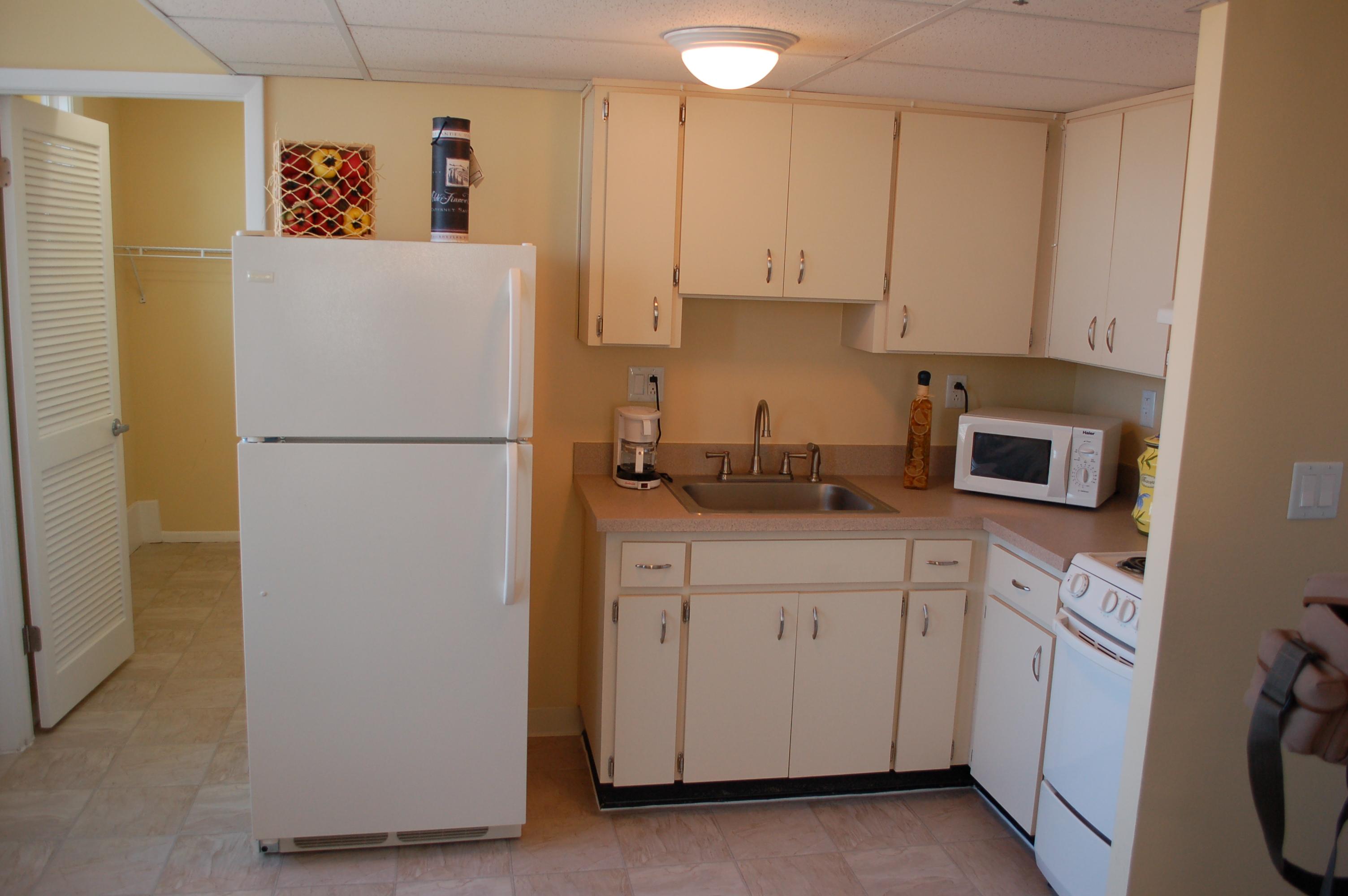 Each apartment has a full kitchen.