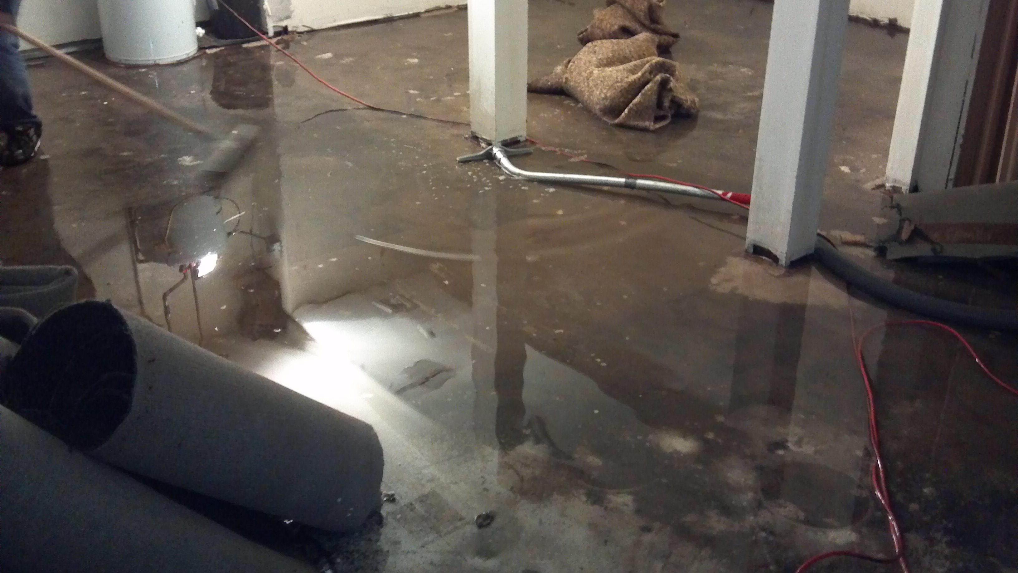 Water Damage and Flooding caused by a burst pipe.