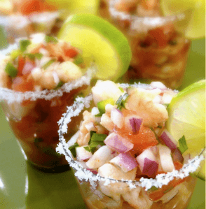 catering appetizers ceviche shots