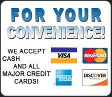 WE ACCEPT CASH AND ALL CREDIT CARD