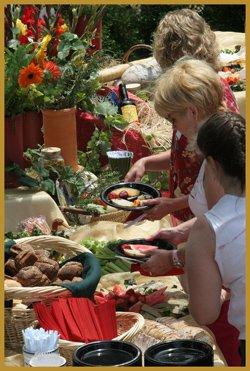 Buffet table at a summertime event