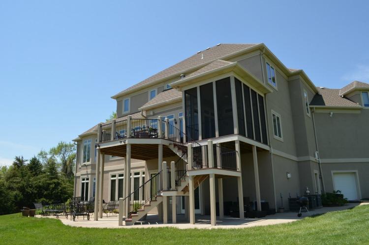 Deck and Screened Porch with Wrought Iron