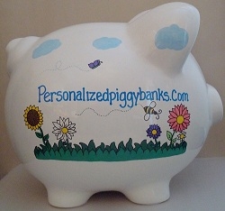 piggy, bank, banks, ceramic, baby, shower, personalized, coin, boy, girl,