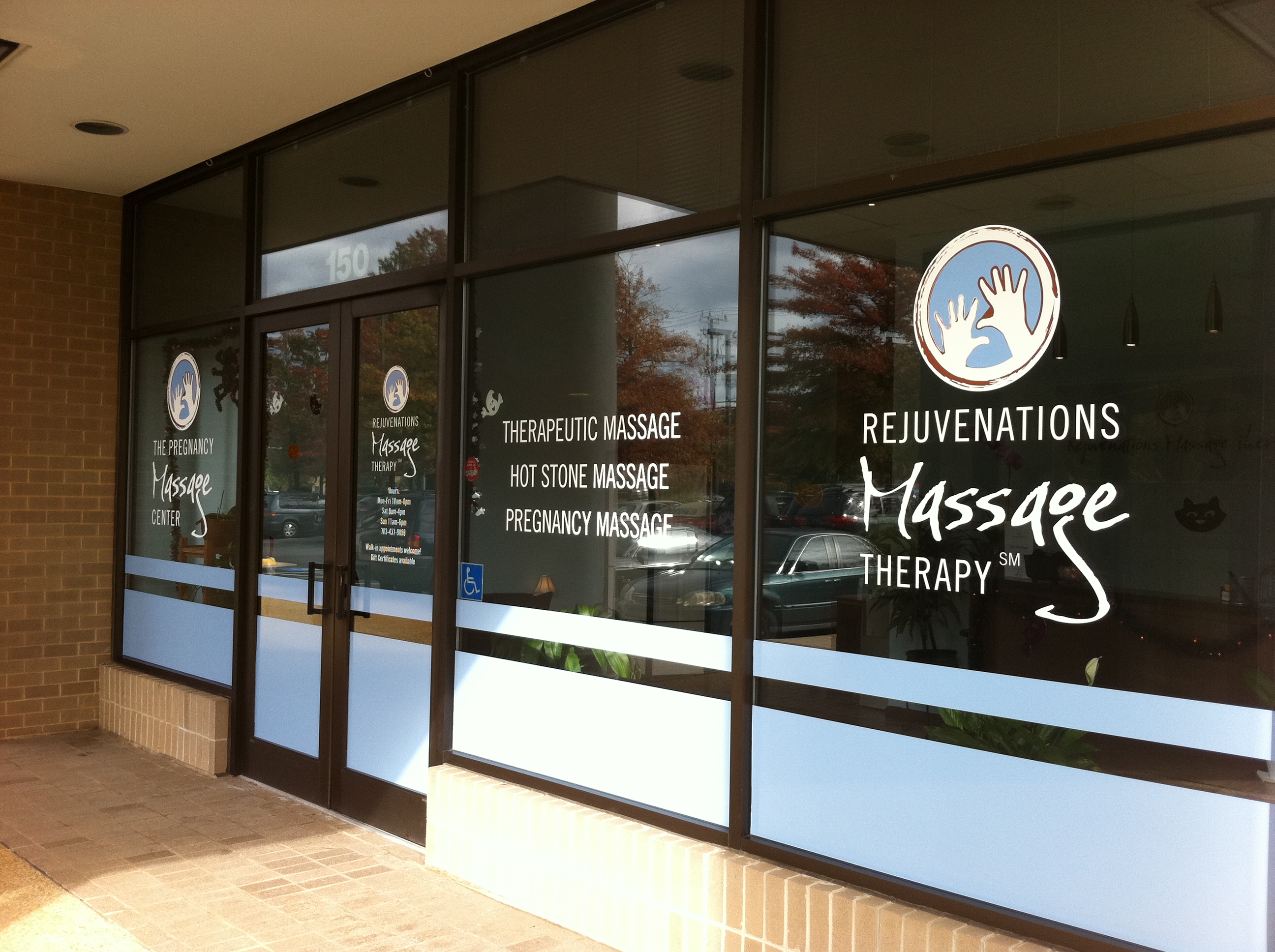 Window Lettering for Herndon Massage Studio