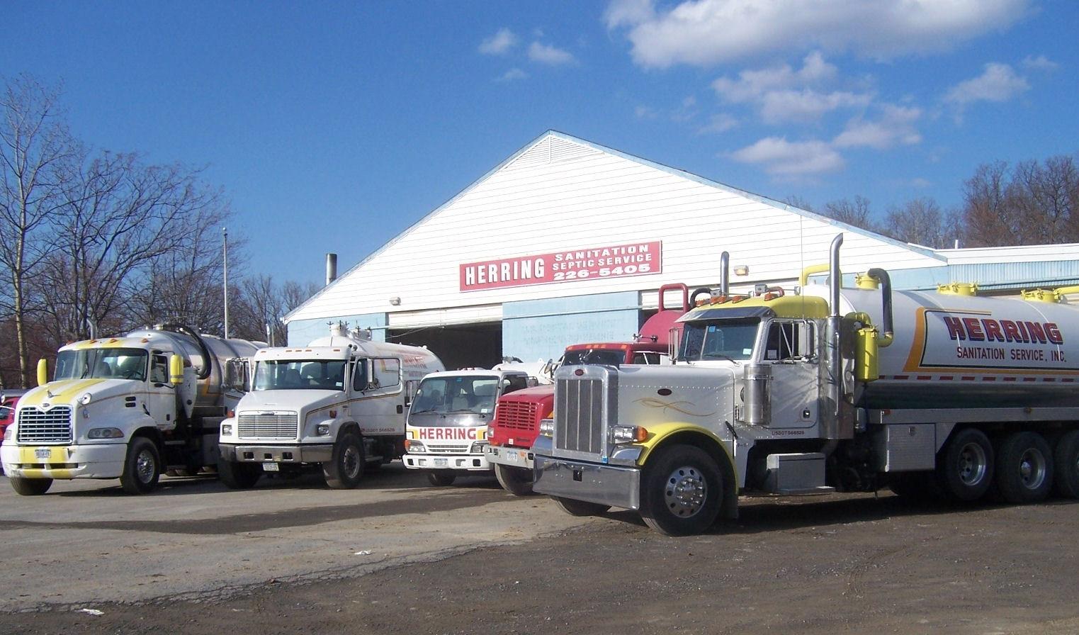 Septic Pumping and Portable Toilet Servicing Trucks ready to roll from Herring Sanitation Fishkill Office