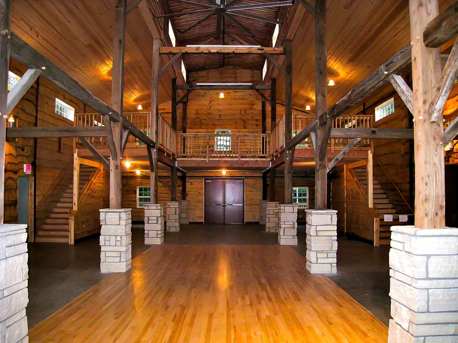 The inside of the Timber Frame at The Celebration Farm