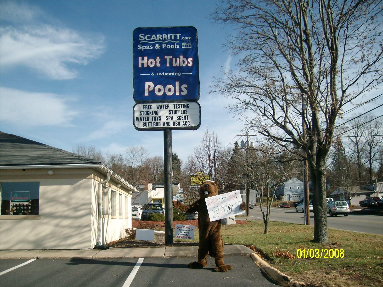 Scarritt Spas & Pools Torrington and our Mascott!