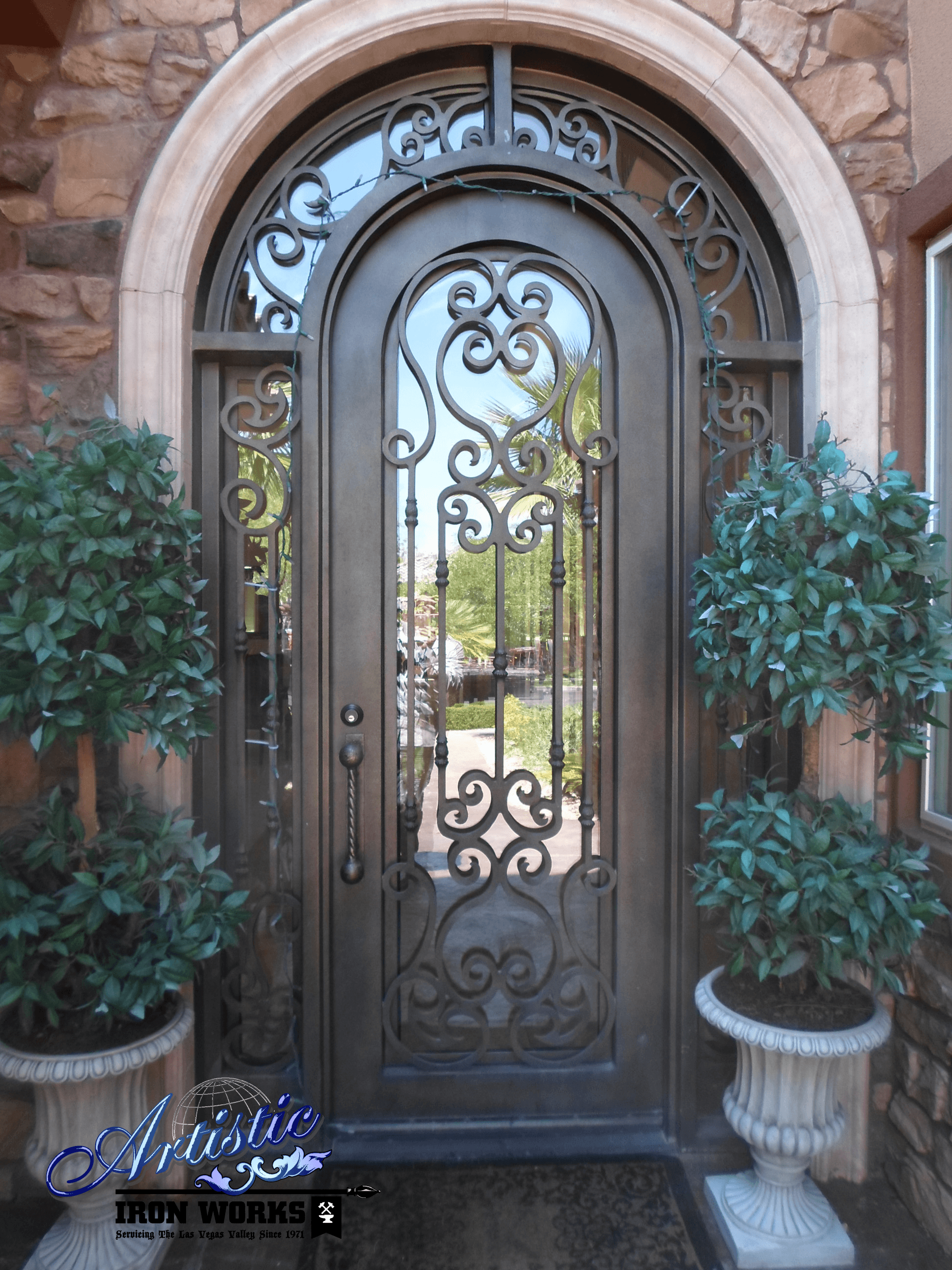 Custom Wrought Iron Entryway by Artistic Iron Works