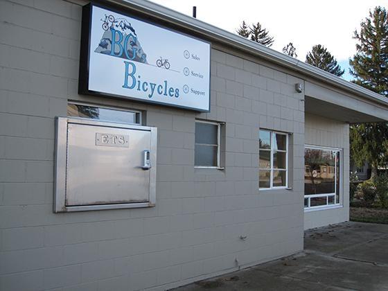 Storefront With BG's Bicycles Sign