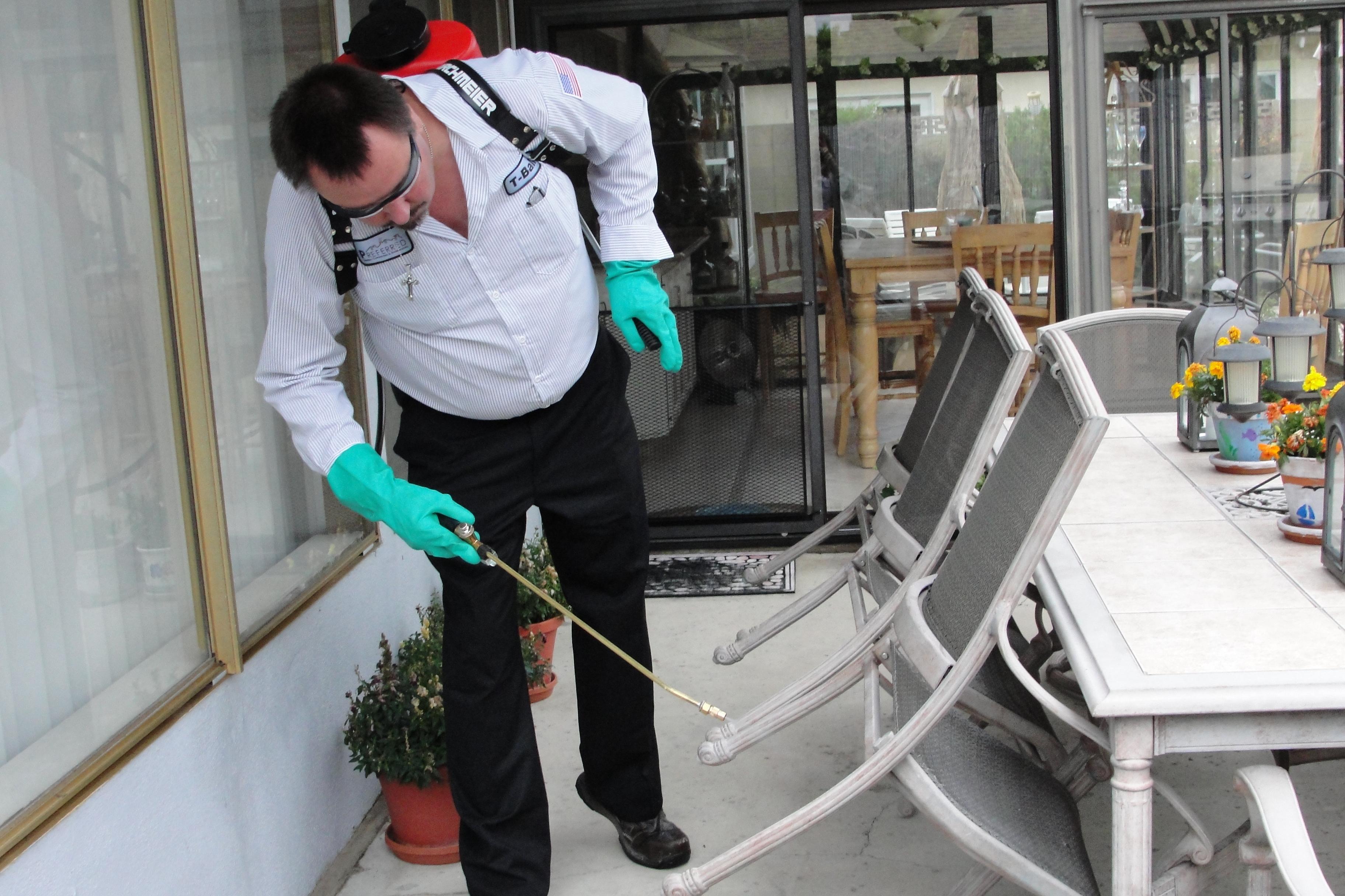 We treat under your patio furniture where black and brown widows like to hide