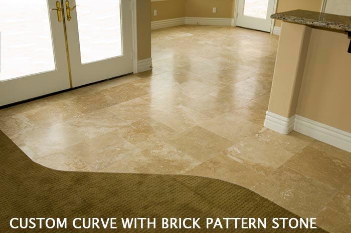 Brick pattern stone flooring