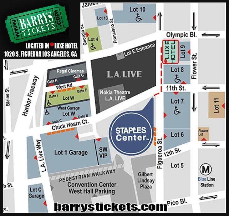 Barrys Tickets is caddy-corner from Staples Center