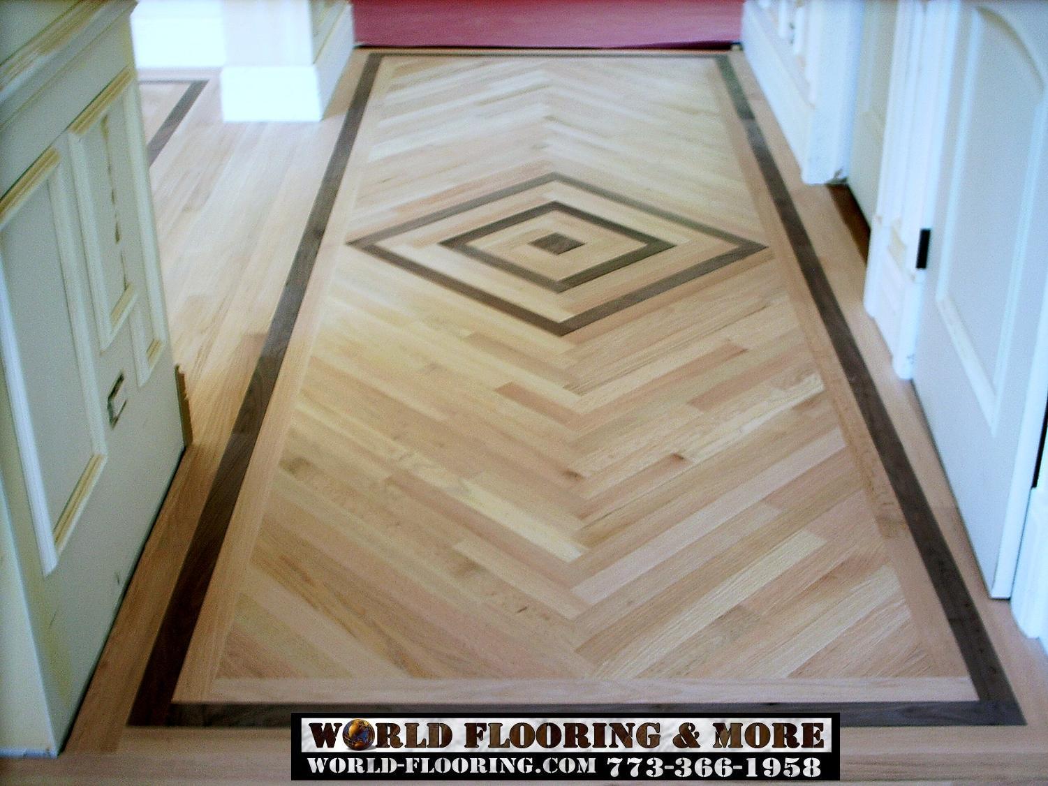 Wood Floor Inlay designed constructed and installed by World Flooring & More