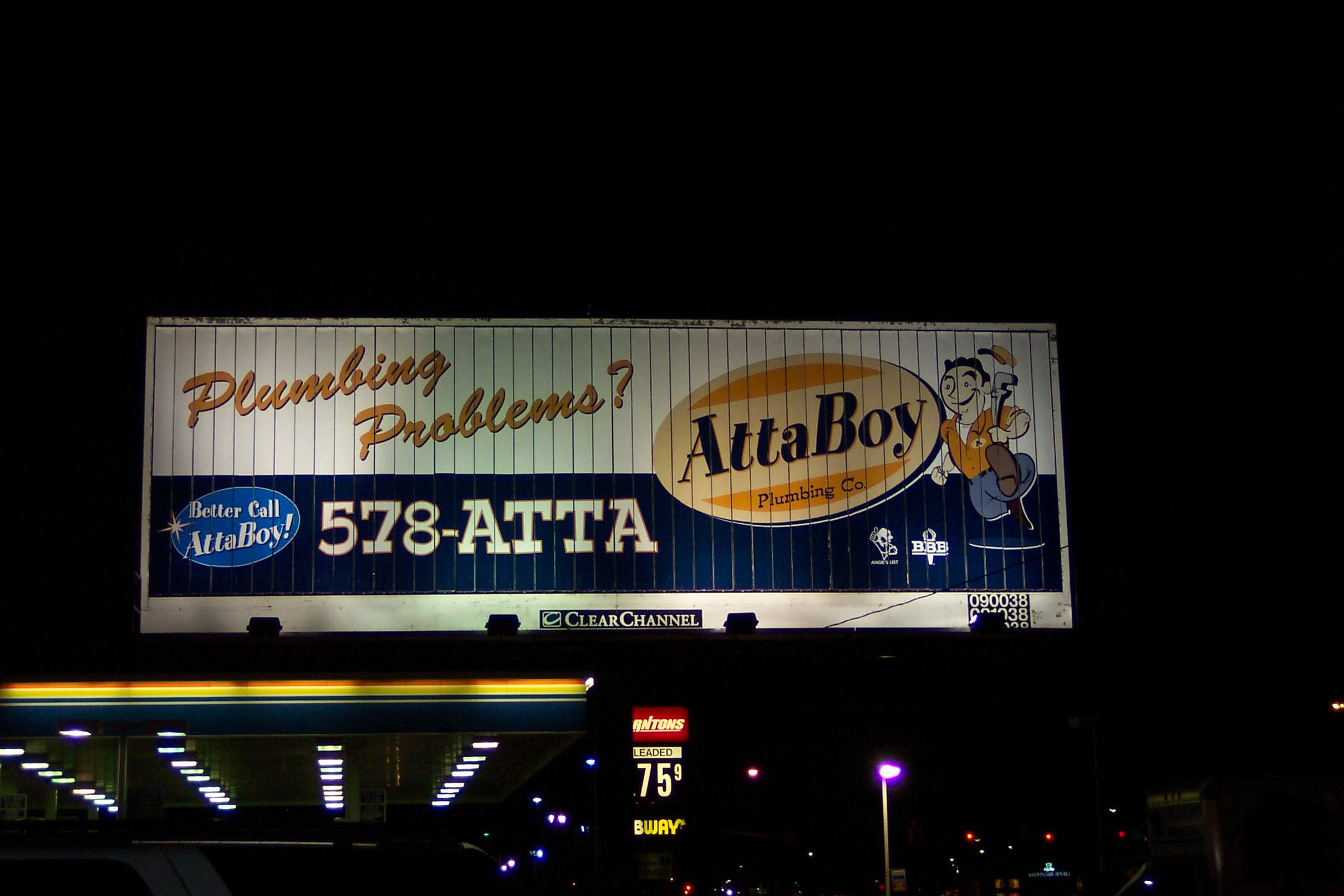 AttaBoy Plumbing Billboard- Westfield Plumber