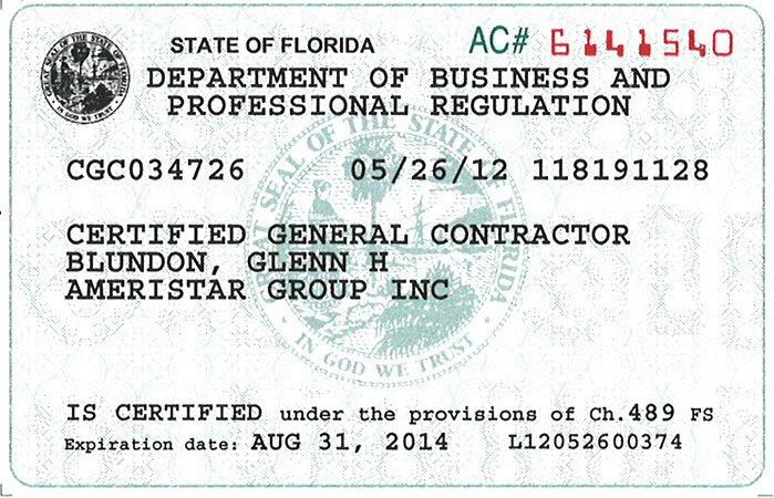 Certified General Contractor License