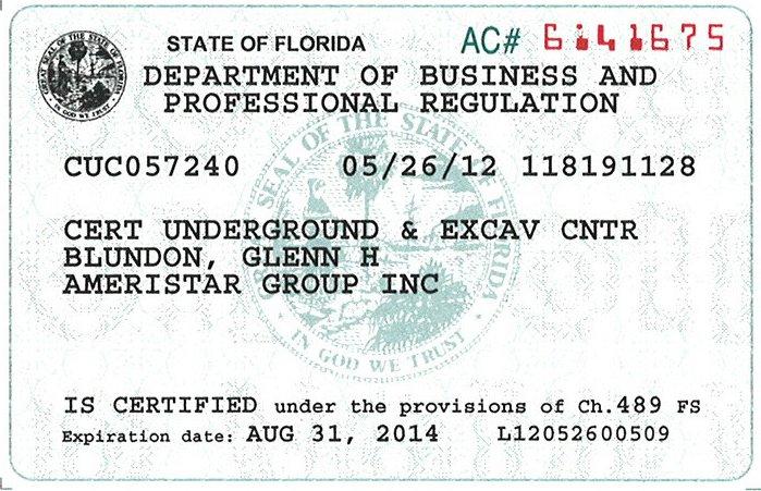 Certified Underground Contractor License