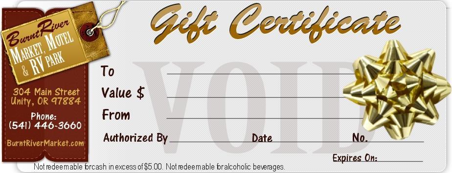 Burnt River Market Motel and RV Park ~ Gift Certificates Available