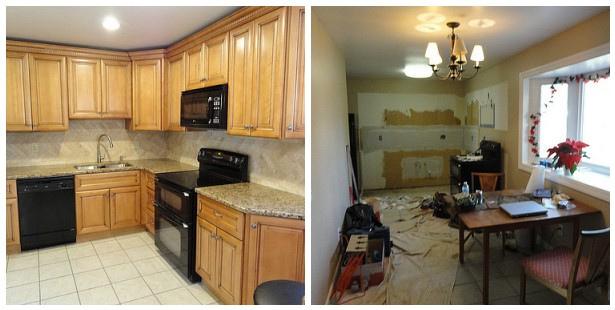 Before and After photo in our Tuscan line of cabinets