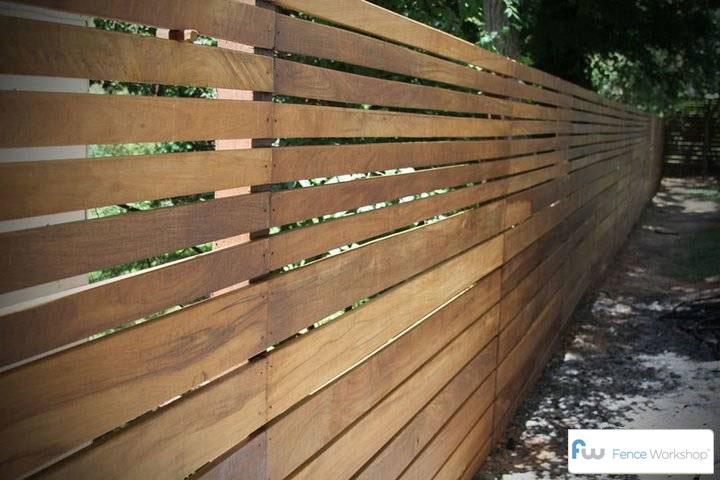 Horizontal wood privacy fence