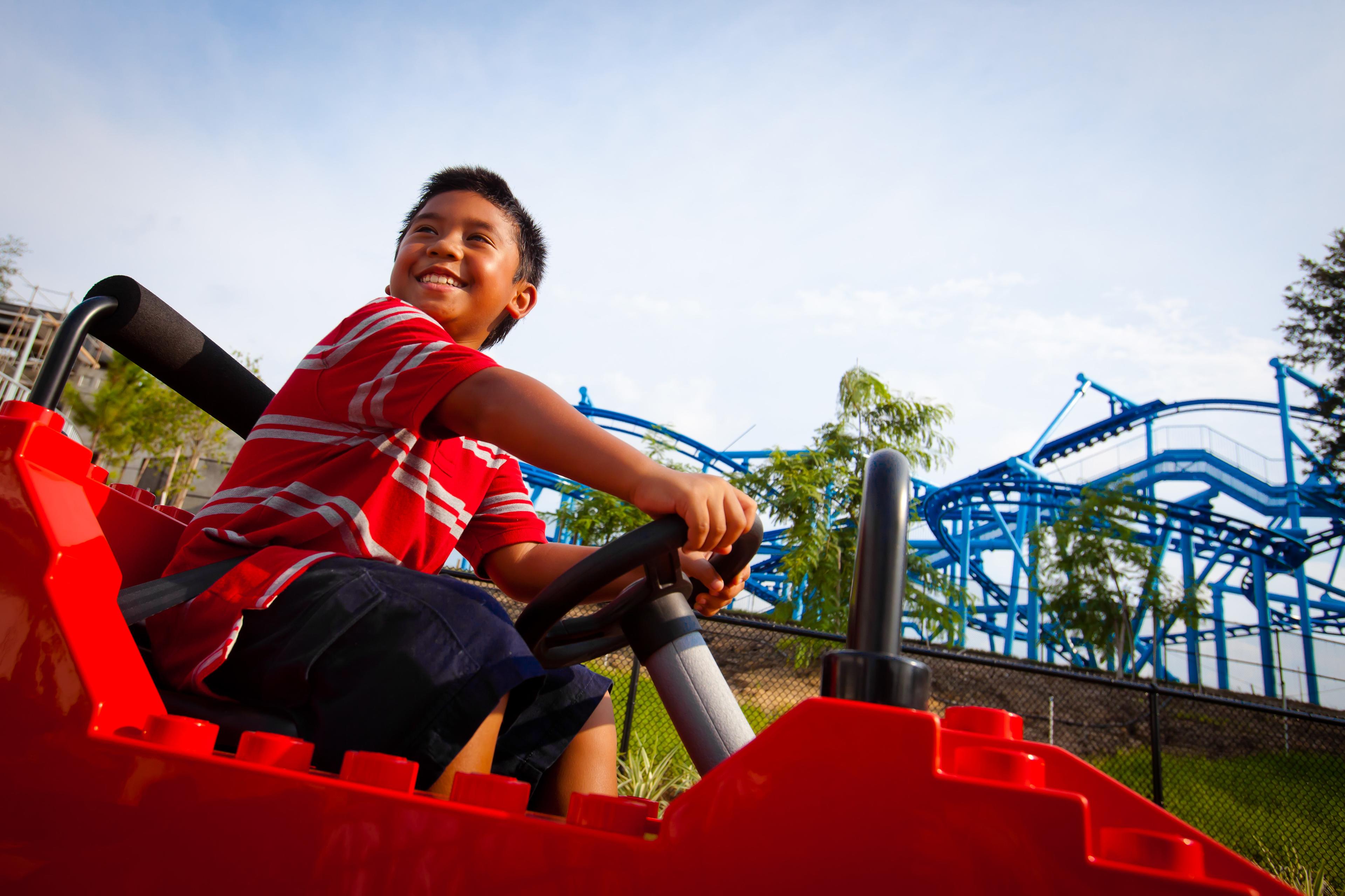 Children can dirve through LEGO themed streets to earn their own LEGOLAND Driver's license at Ford Driving School.